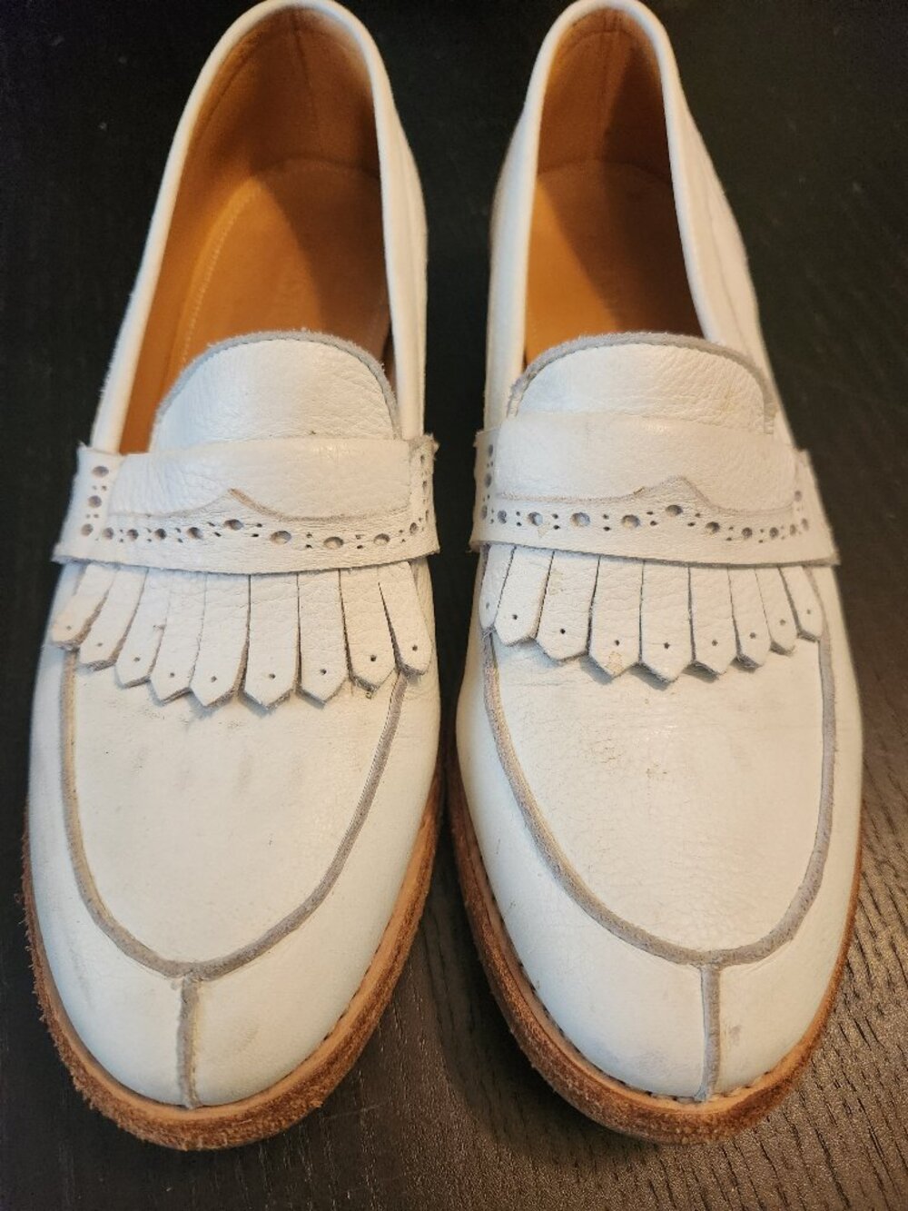 White leather Blackstone loafers, size 40, in good condition